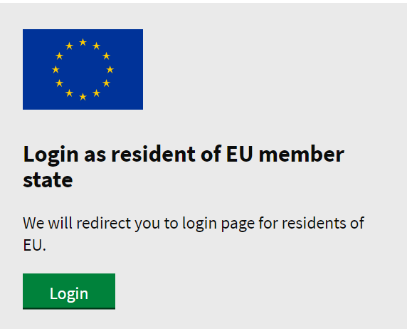 Login as resident of EU member state